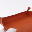 HERMES Mail Tray Decorative Trays Leather Orange Silver Auth 214756-12