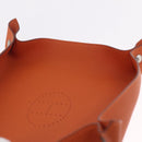 HERMES Mail Tray Decorative Trays Leather Orange Silver Auth 214756-15