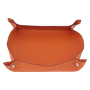 HERMES Mail Tray Decorative Trays Leather Orange Silver Auth 214756-2