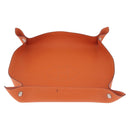 HERMES Mail Tray Decorative Trays Leather Orange Silver Auth 214756-3