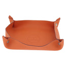 HERMES Mail Tray Decorative Trays Leather Orange Silver Auth 214756-4