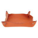 HERMES Mail Tray Decorative Trays Leather Orange Silver Auth 214756-5