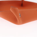 HERMES Mail Tray Decorative Trays Leather Orange Silver Auth 214756-7