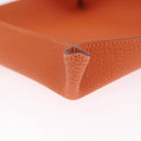 HERMES Mail Tray Decorative Trays Leather Orange Silver Auth 214756-8