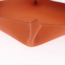 HERMES Mail Tray Decorative Trays Leather Orange Silver Auth 214756-9