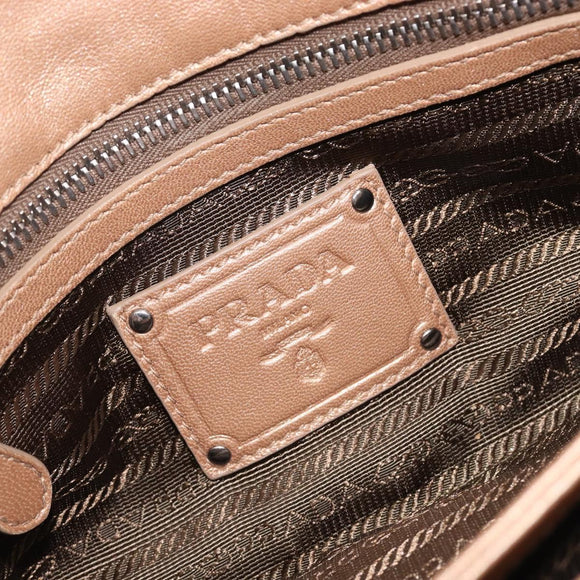 PRADA Chain Shoulder Bag Leather Gold Silver Auth 214757V