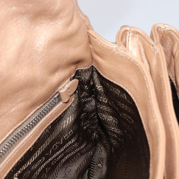 PRADA Chain Shoulder Bag Leather Gold Silver Auth 214757V