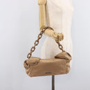 PRADA Chain Shoulder Bag Leather Gold Silver Auth 214757V-25