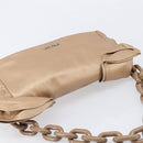 PRADA Chain Shoulder Bag Leather Gold Silver Auth 214757V-6