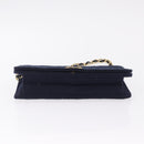 CHANEL Matelasse Chain Shoulder Bag Cotton Navy Gold CC Auth 214759-10