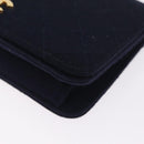 CHANEL Matelasse Chain Shoulder Bag Cotton Navy Gold CC Auth 214759-12
