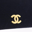 CHANEL Matelasse Chain Shoulder Bag Cotton Navy Gold CC Auth 214759-15