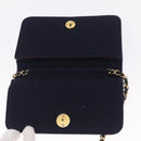 CHANEL Matelasse Chain Shoulder Bag Cotton Navy Gold CC Auth 214759-16