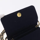 CHANEL Matelasse Chain Shoulder Bag Cotton Navy Gold CC Auth 214759-17