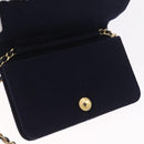 CHANEL Matelasse Chain Shoulder Bag Cotton Navy Gold CC Auth 214759-18