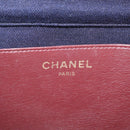 CHANEL Matelasse Chain Shoulder Bag Cotton Navy Gold CC Auth 214759-21