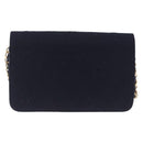 CHANEL Matelasse Chain Shoulder Bag Cotton Navy Gold CC Auth 214759-3