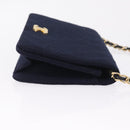 CHANEL Matelasse Chain Shoulder Bag Cotton Navy Gold CC Auth 214759-5