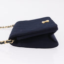 CHANEL Matelasse Chain Shoulder Bag Cotton Navy Gold CC Auth 214759-6