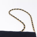 CHANEL Matelasse Chain Shoulder Bag Cotton Navy Gold CC Auth 214759-9