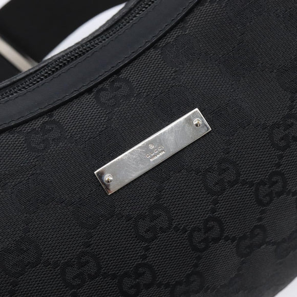 GUCCI GG Canvas Shoulder Bag Black Silver 35098 Auth 214765A