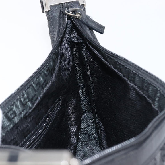 GUCCI GG Canvas Shoulder Bag Black Silver 35098 Auth 214765A