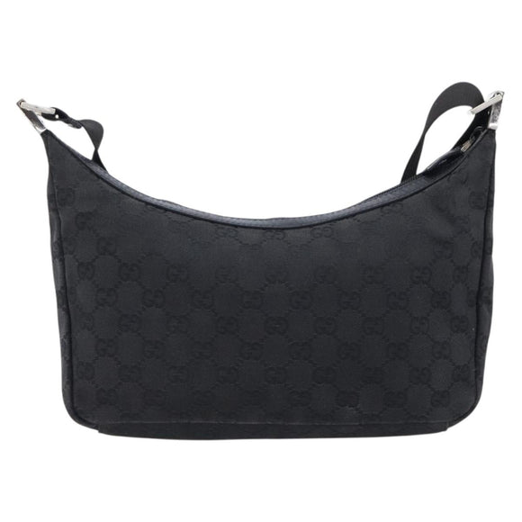 GUCCI GG Canvas Shoulder Bag Black Silver 35098 Auth 214765A