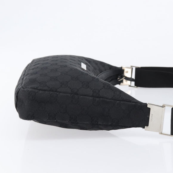 GUCCI GG Canvas Shoulder Bag Black Silver 35098 Auth 214765A