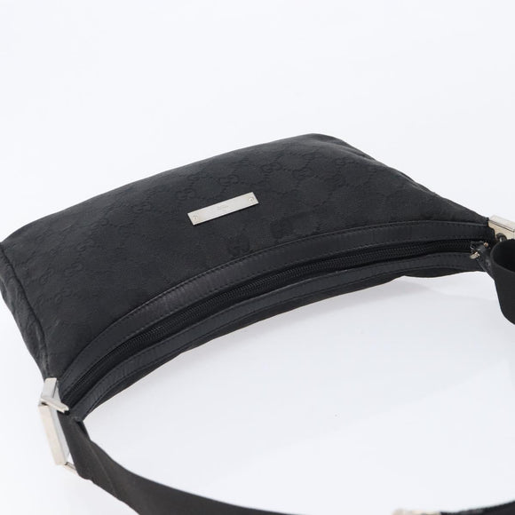 GUCCI GG Canvas Shoulder Bag Black Silver 35098 Auth 214765A