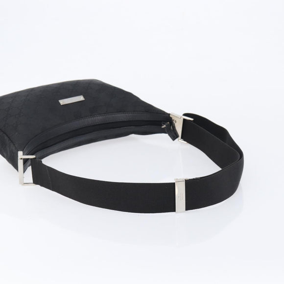 GUCCI GG Canvas Shoulder Bag Black Silver 35098 Auth 214765A