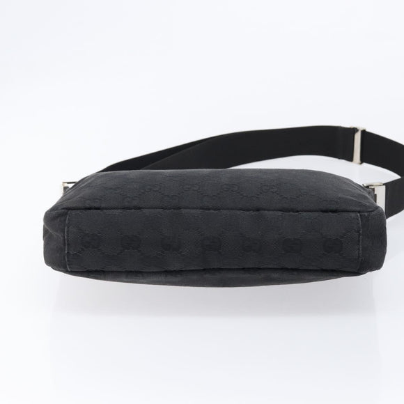 GUCCI GG Canvas Shoulder Bag Black Silver 35098 Auth 214765A