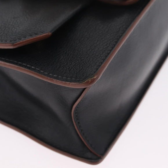Miu Miu Madras Shoulder Bag Leather Black Gold Auth 214768A
