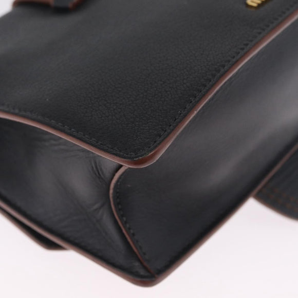 Miu Miu Madras Shoulder Bag Leather Black Gold Auth 214768A