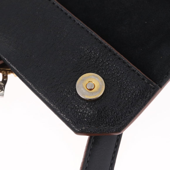 Miu Miu Madras Shoulder Bag Leather Black Gold Auth 214768A