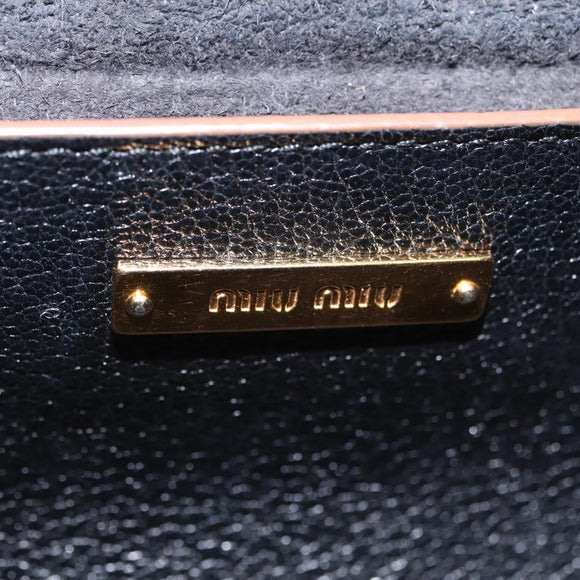 Miu Miu Madras Shoulder Bag Leather Black Gold Auth 214768A