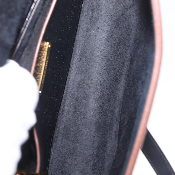 Miu Miu Madras Shoulder Bag Leather Black Gold Auth 214768A