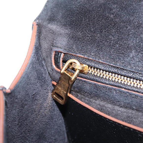 Miu Miu Madras Shoulder Bag Leather Black Gold Auth 214768A