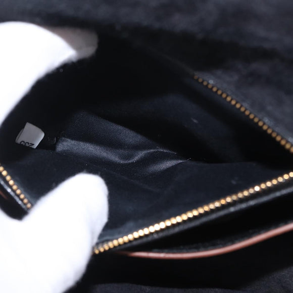 Miu Miu Madras Shoulder Bag Leather Black Gold Auth 214768A