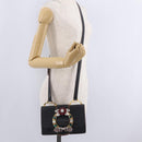 Miu Miu Madras Shoulder Bag Leather Black Gold Auth 214768A-28