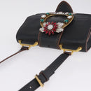 Miu Miu Madras Shoulder Bag Leather Black Gold Auth 214768A-6