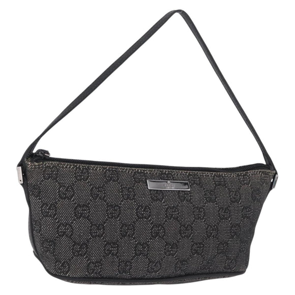 GUCCI GG Canvas Accessory Pouch Gray Silver 07198 Auth 214769A