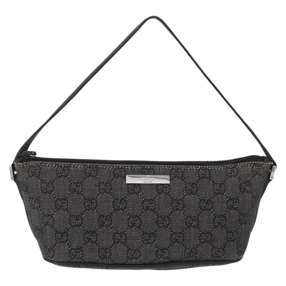 GUCCI GG Canvas Accessory Pouch Gray Silver 07198 Auth 214769A