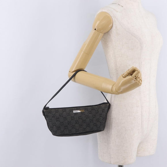 GUCCI GG Canvas Accessory Pouch Gray Silver 07198 Auth 214769A