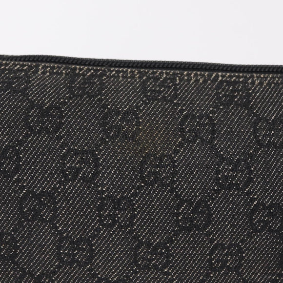 GUCCI GG Canvas Accessory Pouch Gray Silver 07198 Auth 214769A