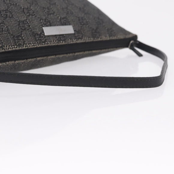GUCCI GG Canvas Accessory Pouch Gray Silver 07198 Auth 214769A