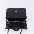 CHANEL Mini Matelasse 17 Chain Bag Lamb Skin Black Gold CC Auth 214790SV-18