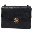 CHANEL Mini Matelasse 17 Chain Bag Lamb Skin Black Gold CC Auth 214790SV-2