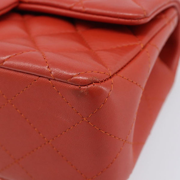 CHANEL Mini Matelasse 19 Chain Bag Lamb Skin Orange Gold CC Auth 214791SAM