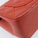 CHANEL Mini Matelasse 19 Chain Bag Lamb Skin Orange Gold CC Auth 214791SAM-14