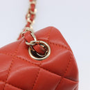 CHANEL Mini Matelasse 19 Chain Bag Lamb Skin Orange Gold CC Auth 214791SAM-17